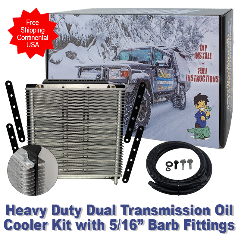 Extra Large Heavy Duty Transmission Oil Cooler with 5/16" Barb Fittings